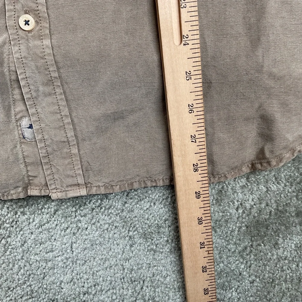 Tommy Bahama Jeans Button‎ Down Mens Medium Tan  Linen Tencel Shirt